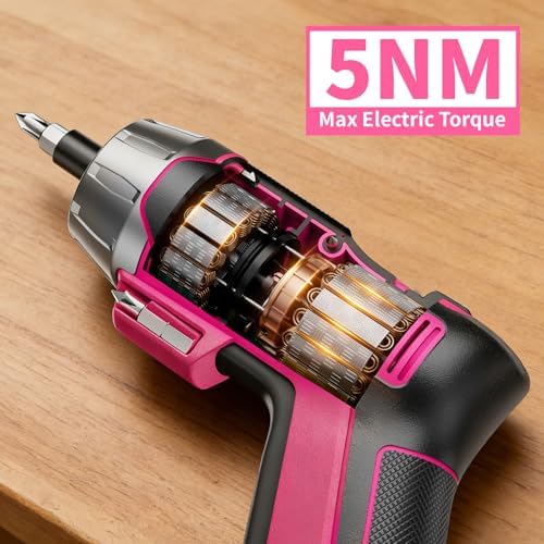 GRENPRO 4V Cordless Electric Screwdriver Set, 29-Piece, Pink