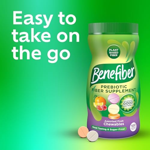 Benefiber Chewable Prebiotic Fiber Tablets, Assorted Fruit Flavors, 100 Ct