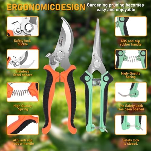 4-Pack Multifunctional Garden Scissors Set-BIDMLI Stainless Steel Pruning &Floral Shears with One-Piece Handle Blades for Tree Pruning, Flower Trimming, and Fruit Picking Tasks at Home&Garden Tool.