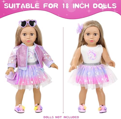 ZQDOLL American 18 Inch Doll Makeup Accessories and Clothes Set (No Dolls)