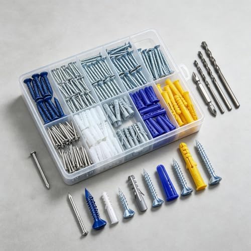 Wensilon (270 pcs) Assortment Plastic Drywall Wall Anchors Kit Screws