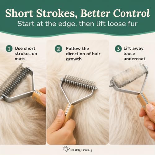 Dematting Comb for Cats and Dogs - Mat Remover - Deshedding Undercoat Rake