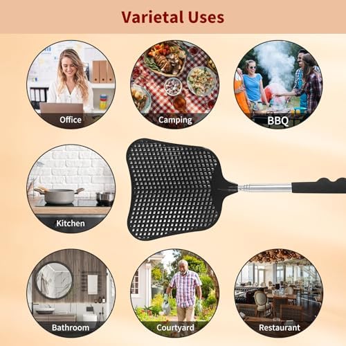 Fly Swatters 2 Pack, Durable Telescopic Stainless Steel Handle