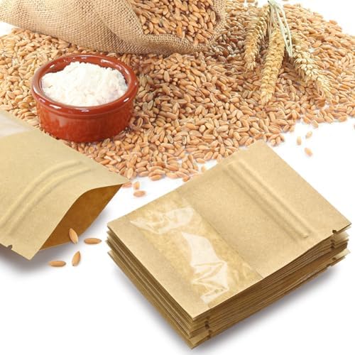 100 Pcs Small Resealable Seed Envelopes, Mini Kraft Bags with Window, 2.7"x3.5" Seed Packets Empty, Coffee Sample Bags, Food Spice Storage Bag