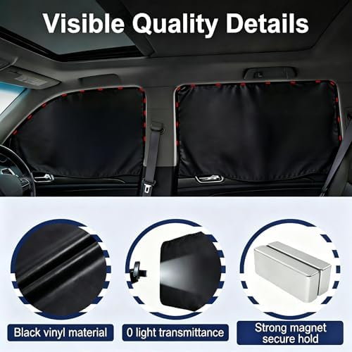 XCBYT Magnetic Car Window Shades for Side Window, 100% Blackout Privacy