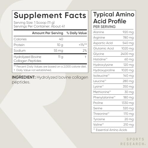 Sports Research® Collagen Peptides Protein Powder 16oz (Unflavored)