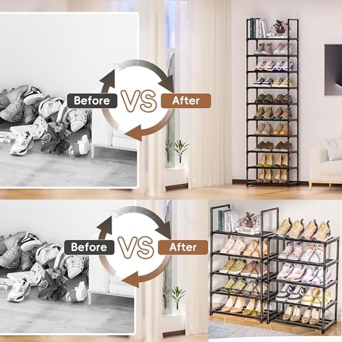 OYREL Shoe Rack - Sturdy Metal Shoes Storage Organizer for Closet, Entryway