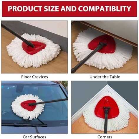 YUAKOU 4-Pack Mop Replacement Heads For Ocedar Mop Replace Head EasyWrin Spin Mop Heads Replacements, White Microfiber, Floor, Wall