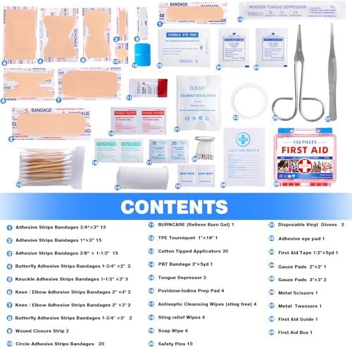 Mini First Aid Kit - 150 Pieces, All-Purpose Portable