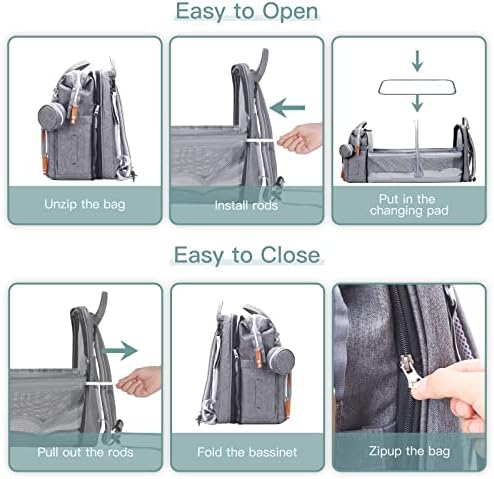 ISMGN Diaper Bag Backpack with Changing Station, Baby Bag for Mom, Grey