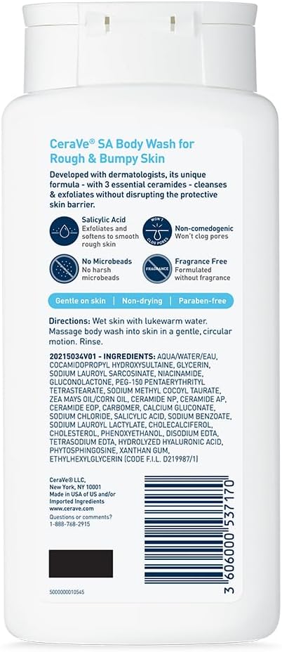 CeraVe Salicylic Acid Body Wash, Exfoliates Rough and Bumpy Skin, 10oz