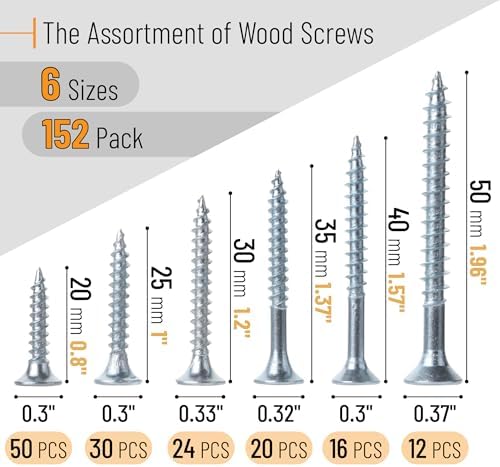 Mr. Pen- Wood Screws Assortment Kit, 152 pcs, Silver, Phillips Flat Head
