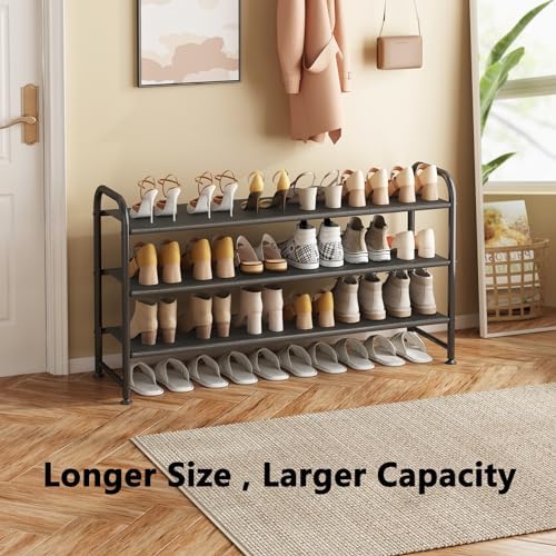 INGIORDAR 3 Tier Long Shoe Rack Organizer for Closet Metal Shoe Storage