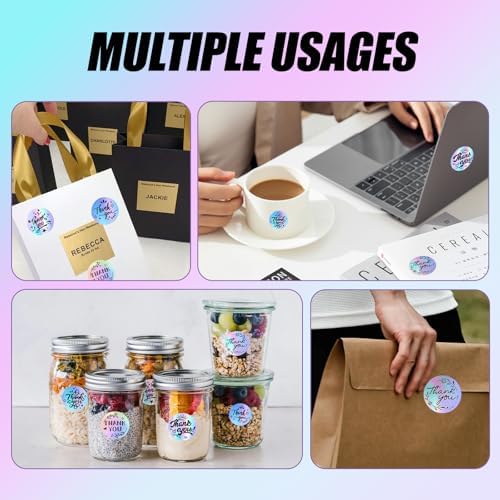 Holographic Thank You Stickers, 1000pcs, 1 Inch, Round