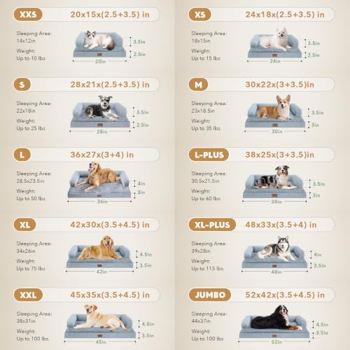 MEKIY Orthopedic Washable Dog Bed with Bolster for Medium to Large Dogs