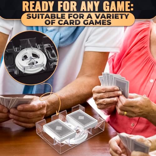 Playing Cards Holder Rotating 360, Compact Plastic Tray for 2 Decks