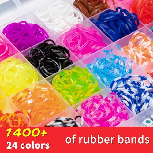 XKDOUS 24 Colors Rubber Band Bracelet Kit, Rubberband Bracelet Making Kit