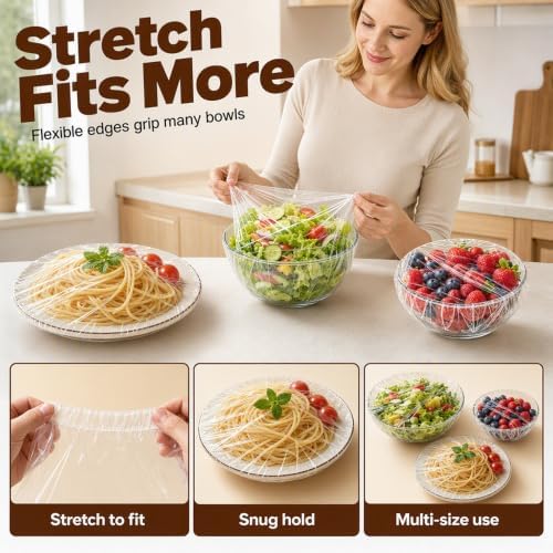 Disposable Stretch Food Cover Elastic Bowl Covers Food Storage (White X100)