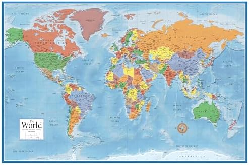 24x36 World and USA Classic Premier 3D Two Wall Map Set (Laminated)