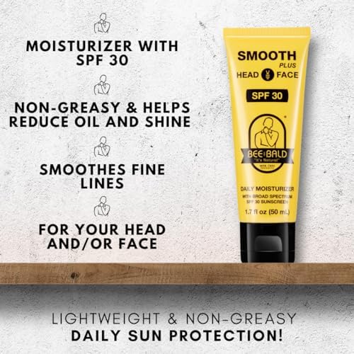 Bee Bald SMOOTH+ Head & Face Sunscreen SPF 30, Scalp Moisturizer, 1.7 fl oz