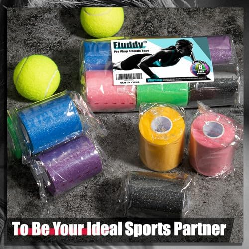Upgraded 6 Pack Pre Wrap Athletic Tape, Multi Color Sports Prewrap