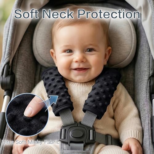 Pro Goleem Car Seat Strap Covers for Babies Soft Car Seat Strap Shoulder Pads for All Car Seats, Stroller, Pushcar, Black