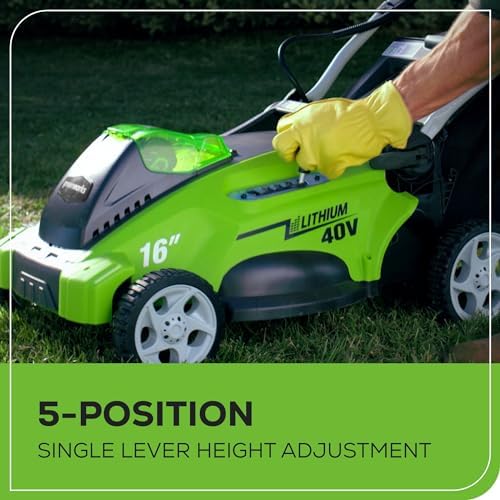 Greenworks 40V 16in Push Lawn Mower, 4.0 Ah Battery and Charger