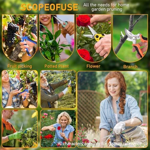 4-Pack Multifunctional Garden Scissors Set-BIDMLI Stainless Steel Pruning &Floral Shears with One-Piece Handle Blades for Tree Pruning, Flower Trimming, and Fruit Picking Tasks at Home&Garden Tool.