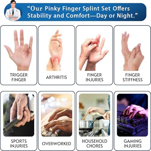 Pinky Finger Splint (2 Pack) Trigger Finger Pinky Splint for Pain Relief