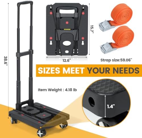 Orzbow Car Seat Dolly for Airport, Folding Car Seat Roller Cart, Black