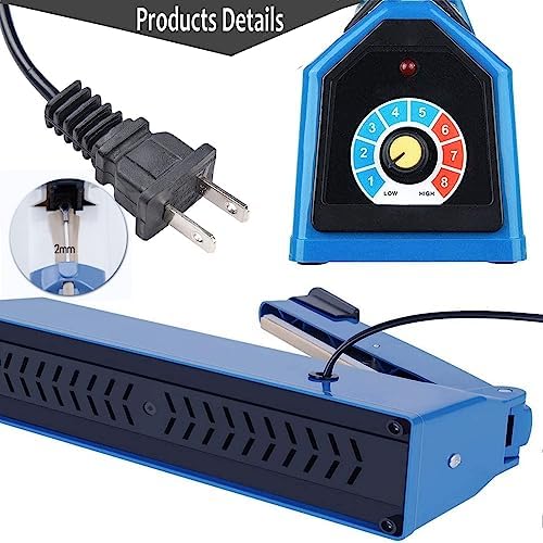 8 Inch Impulse Heat Sealer, Manual Poly Machine for Plastic Bags PE PP Bags with Extra Replace Element Grip