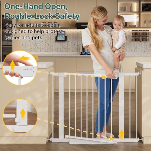 InnoTruth 29.6-39.1 in Wide Baby Gate for Stairs and Doorways, White