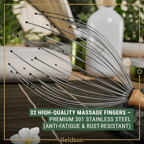 HELDSON Wire Head Massager 32 Fingers – Scalp Head Scratcher Whisk Tool