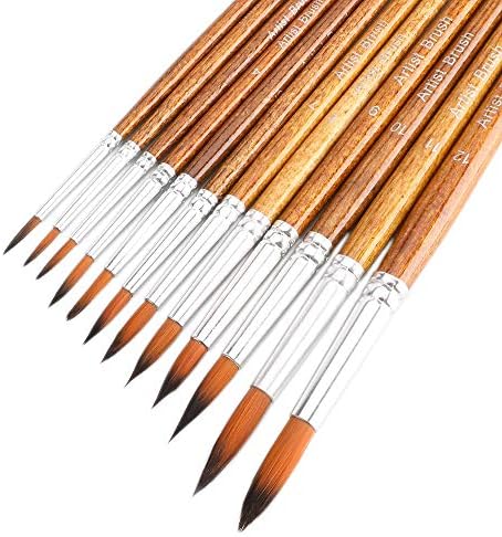 Watercolor Paint Brushes FENORKEY 12Pcs Round for Watercolor, Acrylic & Gouache