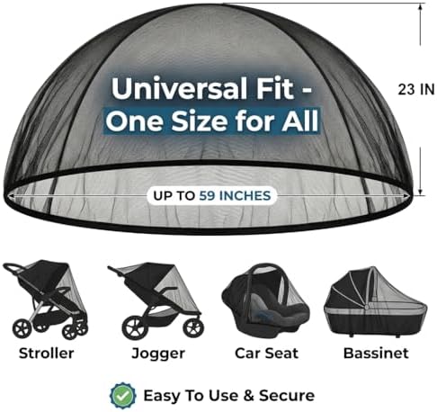 2 Pack Universal Baby Mosquito Net Cover for Stroller Car Seat Bassinet Infant Bug Mesh Netting Screen Crib Carrier Carriage