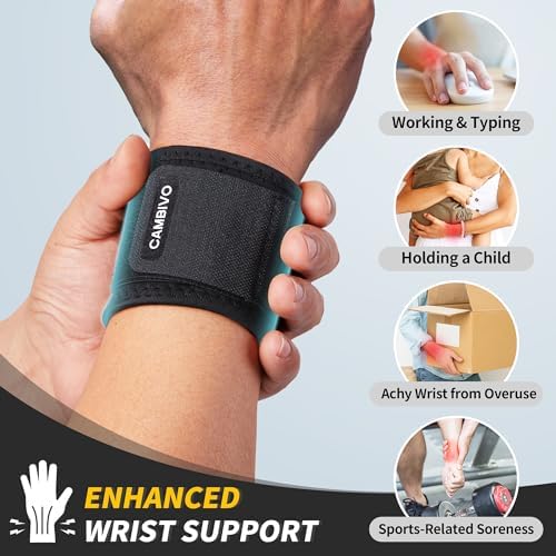 CAMBIVO 2 Pack Wrist Brace for Carpal Tunnel with wraps, Black