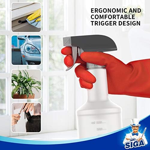 MR.SIGA 24 oz Empty Plastic Spray Bottles for Cleaning Solutions, 3 Pack