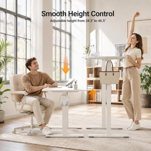Claiks 40 x 24 Inch White Electric Standing Desk