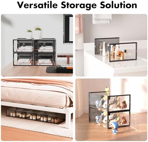 Foluck 15 Pack Shoe Storage Organizer Box Container Clear Plastic Stackable