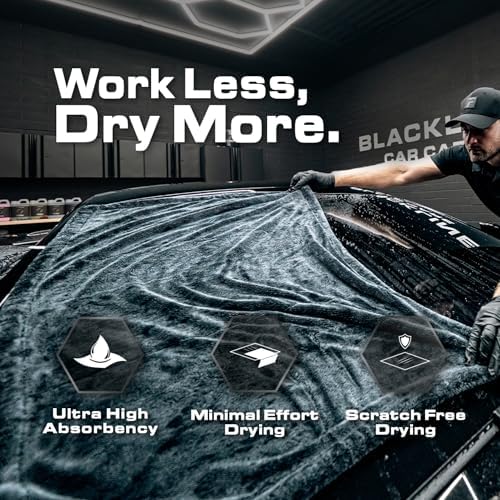 Blackline Microfiber Car Drying Towel 24"x36", 1300GSM Twisted Loop