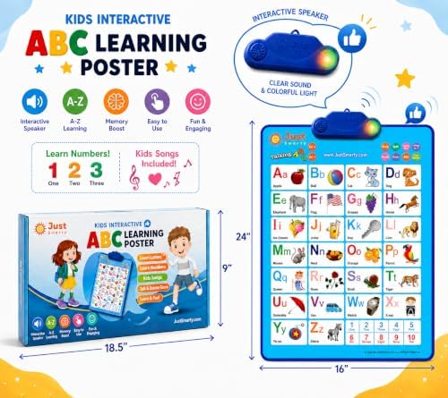 Just Smarty Interactive Alphabet Wall Chart, Blue with Light
