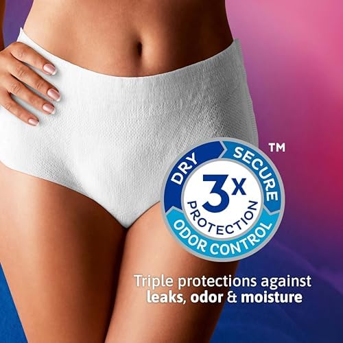 TENA Stylish White Super Plus Incontinence Underwear Women, L 37-50in 64 ct