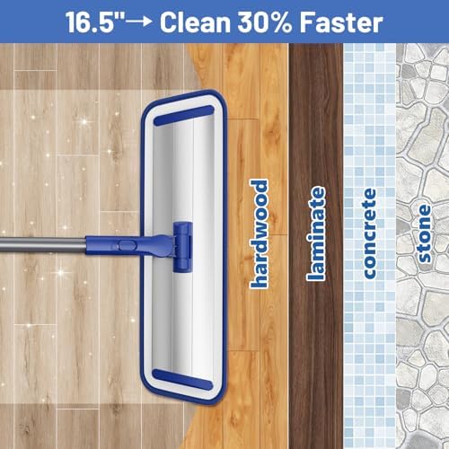 Microfiber Flat Mop for Hardwood Floors Cleaning with 55" Adjustable Handle