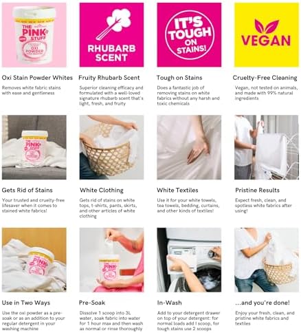 The Pink Stuff Miracle Laundry Oxi Powder Stain Remover for Whites, 35.2 Oz