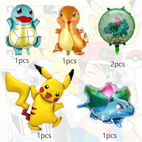 6-Piece anime Aluminum Balloon Set - anime & Classic Design, Vibrant 3D Cartoon Shape, Party Decoration Essential, Durable Foil Material