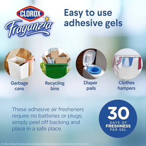 Clorox Fraganzia Stick-On Gel Fresheners, Lavender Eucalyptus, 6 Count