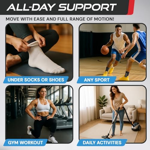 Sleeve Stars Ankle Brace Men & Women Support (Single/M:10"-12"/Black)