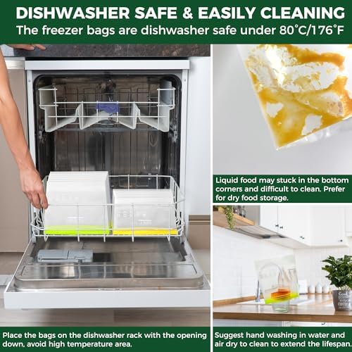 SPLF 12 Pack Reusable Gallon Freezer Bags Dishwasher Microwave Safe