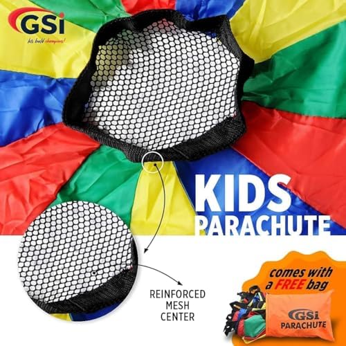 GSi Kids Rainbow Parachute 6 ft to 35 ft for School & Gym Class
