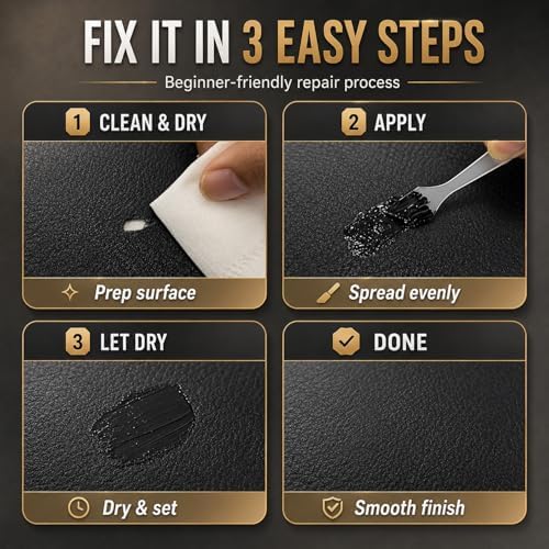 ARCSSAI Black Leather & Vinyl Repair Kit for Car Seats and Furniture